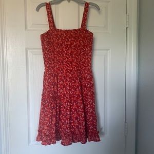 Floral boho red dress - XS